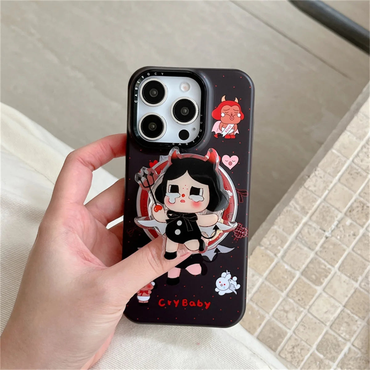 Fashion Cute Black Cry Girl Magnetic Phone Case For iPhone