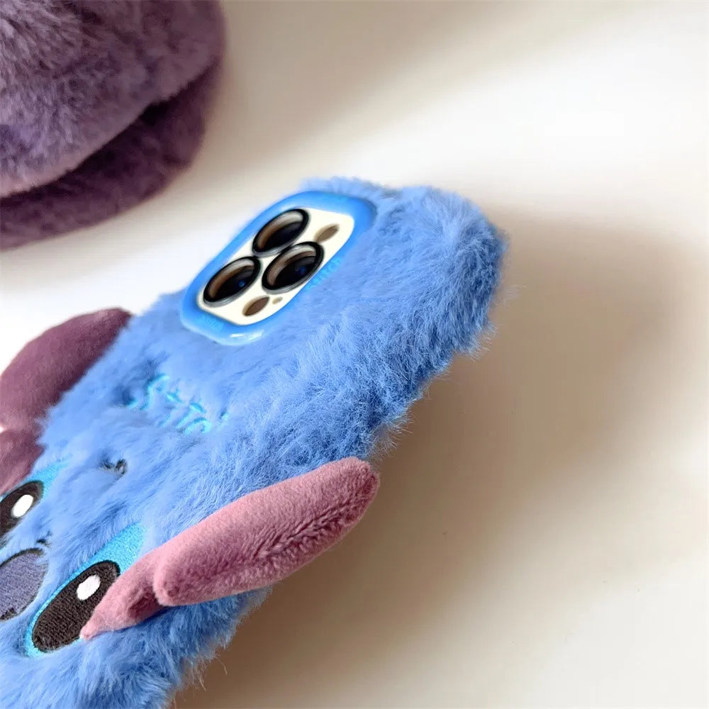 Plush Embroidered 3D Cartoon Stitch Phone Case