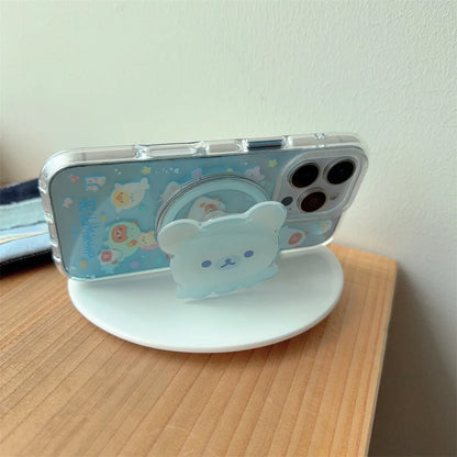 Funny Cute Rilakkuma Magnetic Stand Phone Case For iPhone Back Cover For Magsafe Cases Protective Fun
