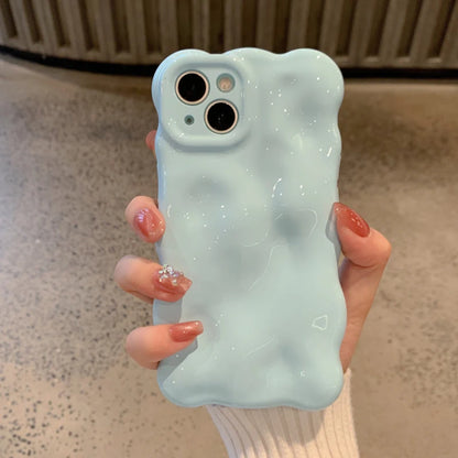 Fashion Macaron Blue Wave Bubbles Phone Case