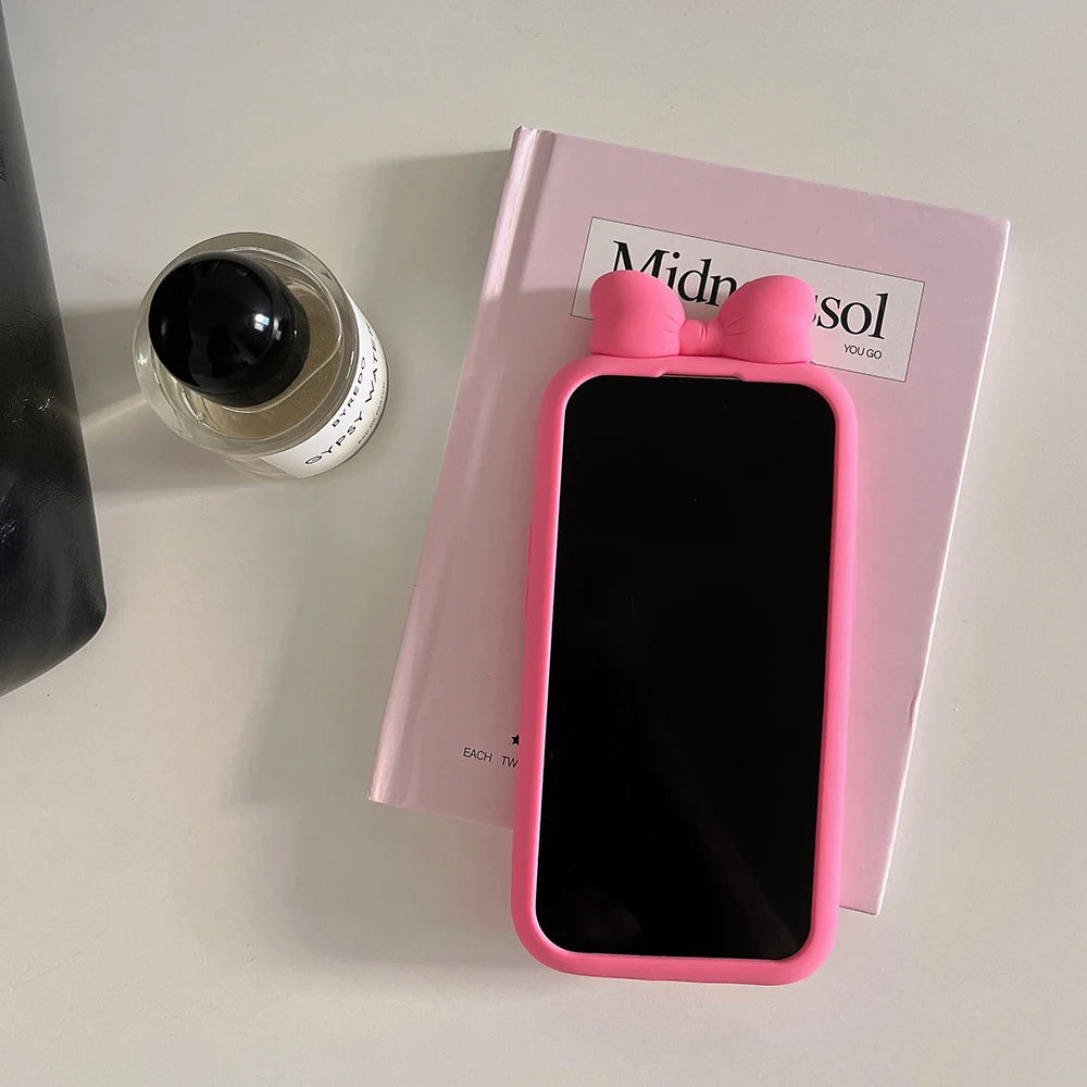 Cute Bowknot Cartoon Tie Silicone Phone Case