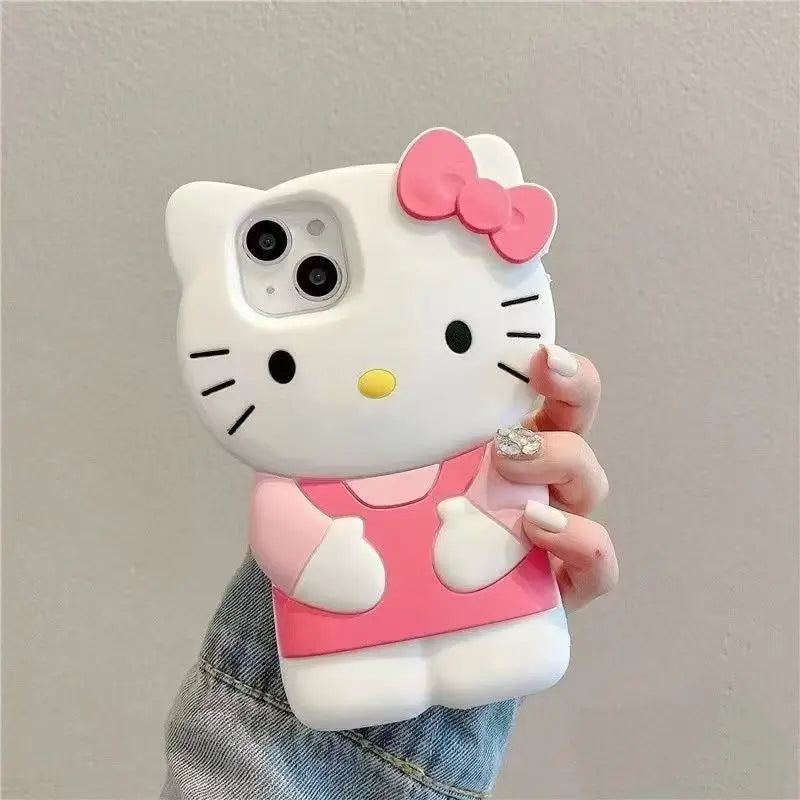Bowknot Kitty Cat 3D Silicone Soft Phone Case For iPhone