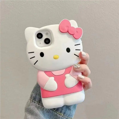 Bowknot Kitty Cat 3D Silicone Soft Phone Case For iPhone