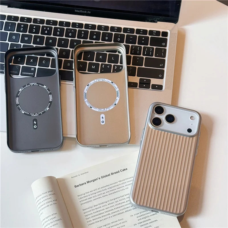 Electroplated 3D Stripes Pattern For Magsafe Magnetic Case For iPhone