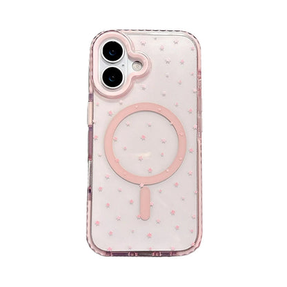 Pink Stars Magnetic Wireless Charge Clear Soft Phone Case