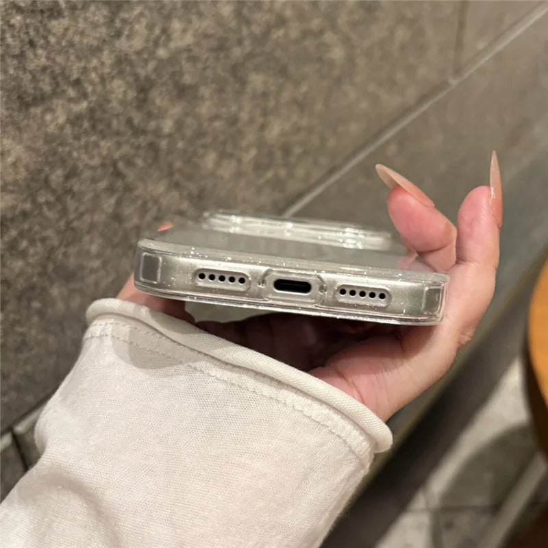 Bling Glitter Clear Shockproof iPhone Case with Lens Protection