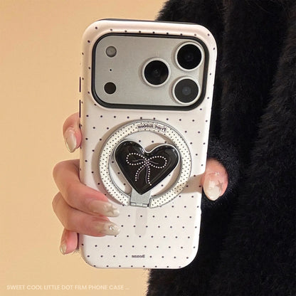 Korean Polka Dots Love Heart Bracket Magnetic Phone Case For iPhone