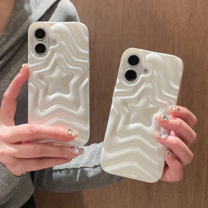 Fashion Pearl White Imprint Star Phone Case