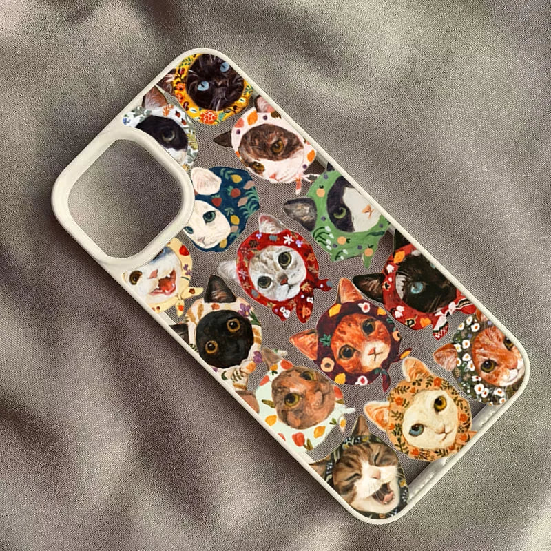 Colorful Cat Design Clear Phone Case