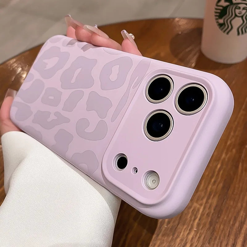 Leopard Liquid Silicone iPhone Case with Camera Control