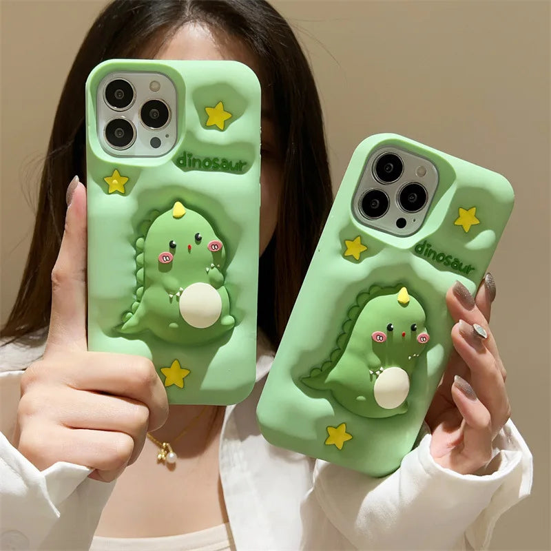 Kawaii Cartoon Dinosaur Silicone Phone Case For iPhone