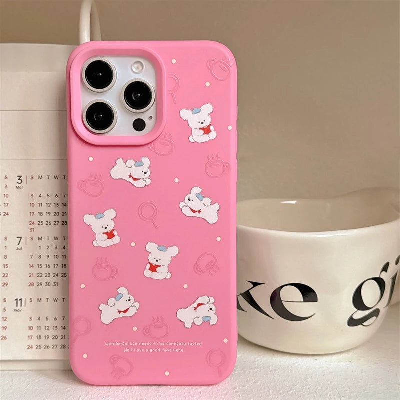 Cartoon Cute Dog Puppy Soft Silicone Protective Back Phone Case