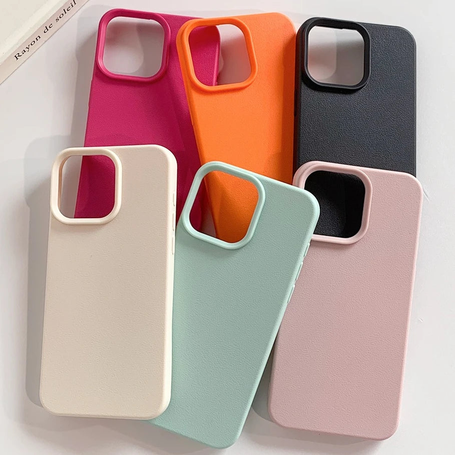 Leather Shockproof Soft TPU Phone Case For iPhone