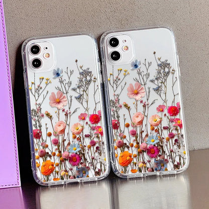 Flower Phone Case Soft Silicone Transparent Cover For iPhone