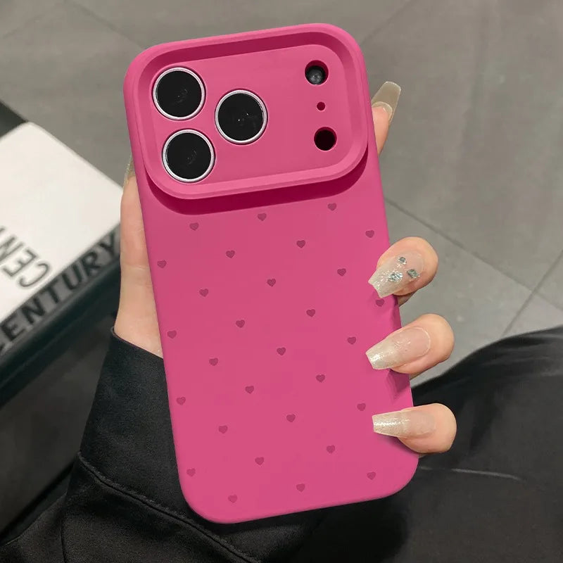 Cute Love Heart Candy Color Matte Soft Silicone iPhone Case