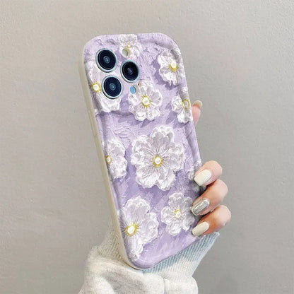 Retro Oil Painting Daisy Flowers Phone Case For iPhone