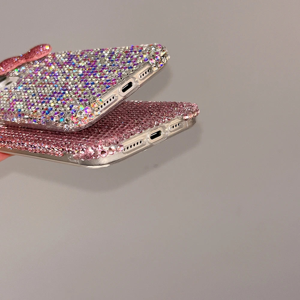 3D Glitter Bowknot Diamond Crystal Phone Case For iPhone Shockproof Bling Cover Case