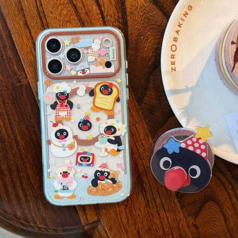 Kawaii Cartoon Penguin Magnetic Bracket Phone Case For iPhone
