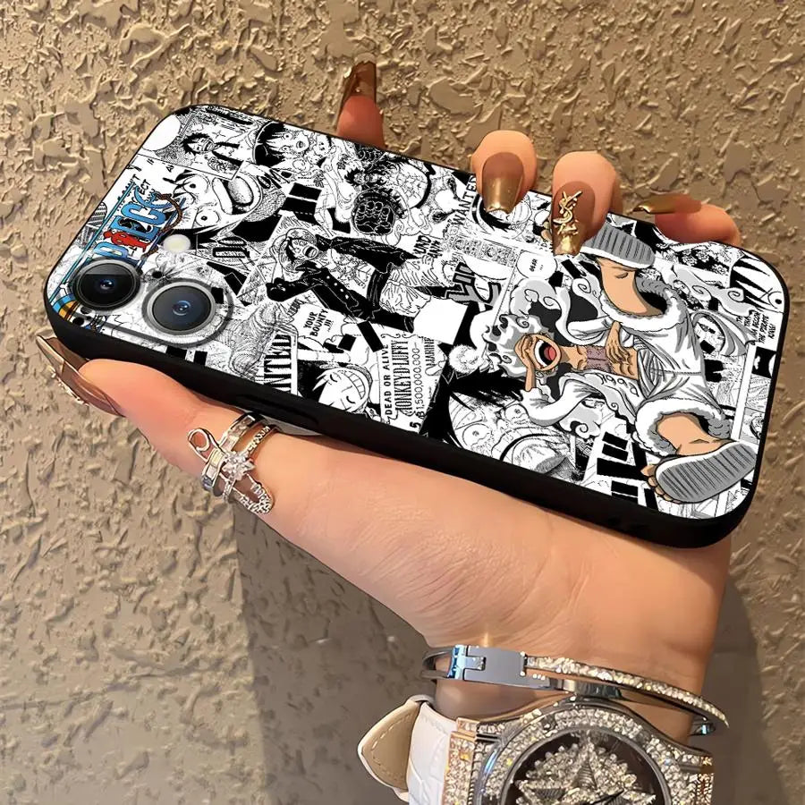 One Piece Luffy Adventure King Black Soft Phone Cover Case For iPhone
