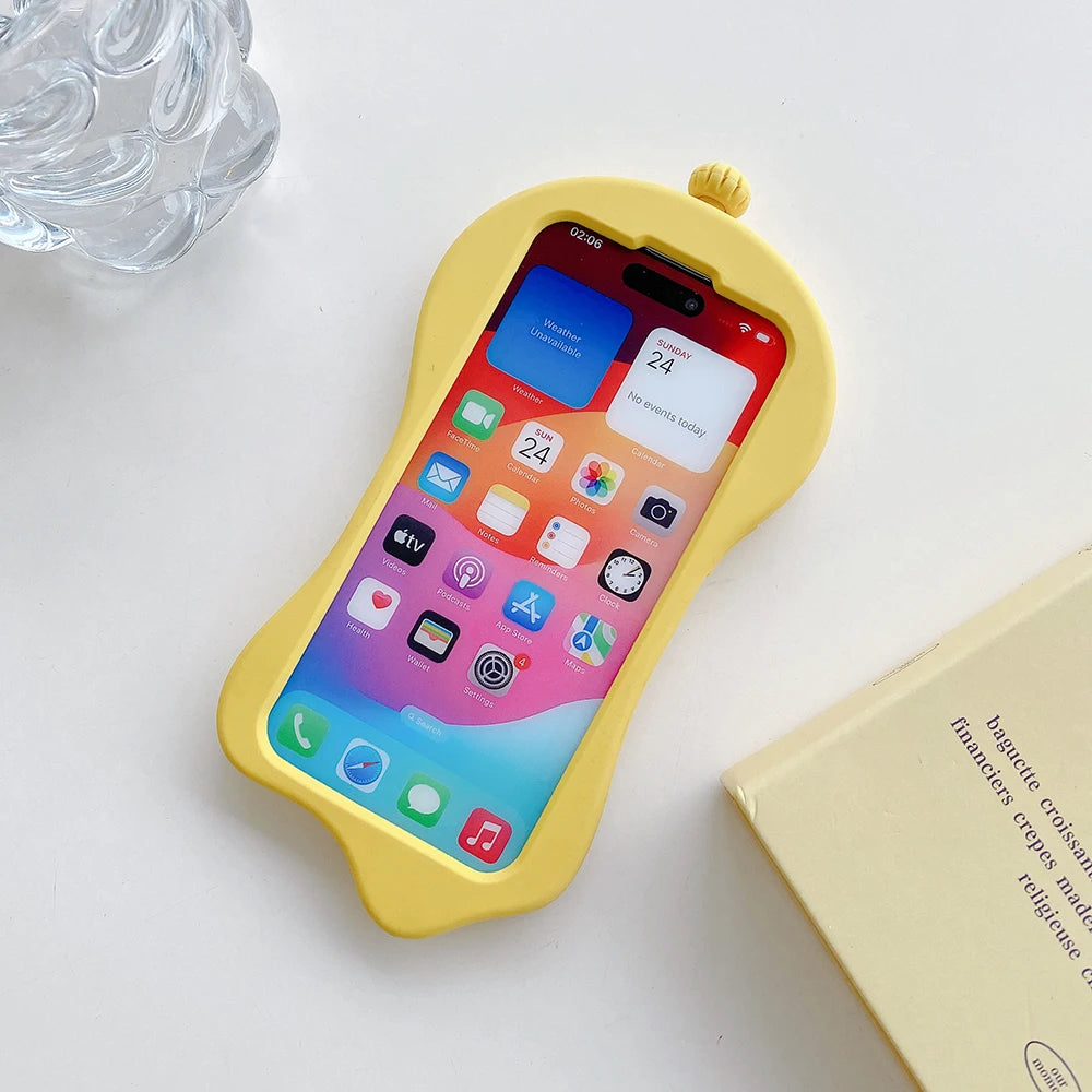Funny Cartoon 3D Clock Phone Case For iPhone Anti Fall Soft Silicone Cover