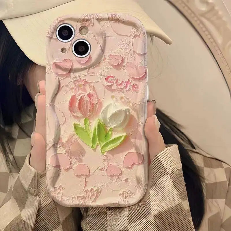 Retro Oil Painting Daisy Flowers Phone Case For iPhone
