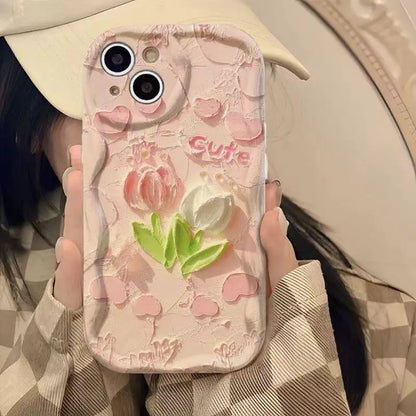 Retro Oil Painting Daisy Flowers Phone Case For iPhone