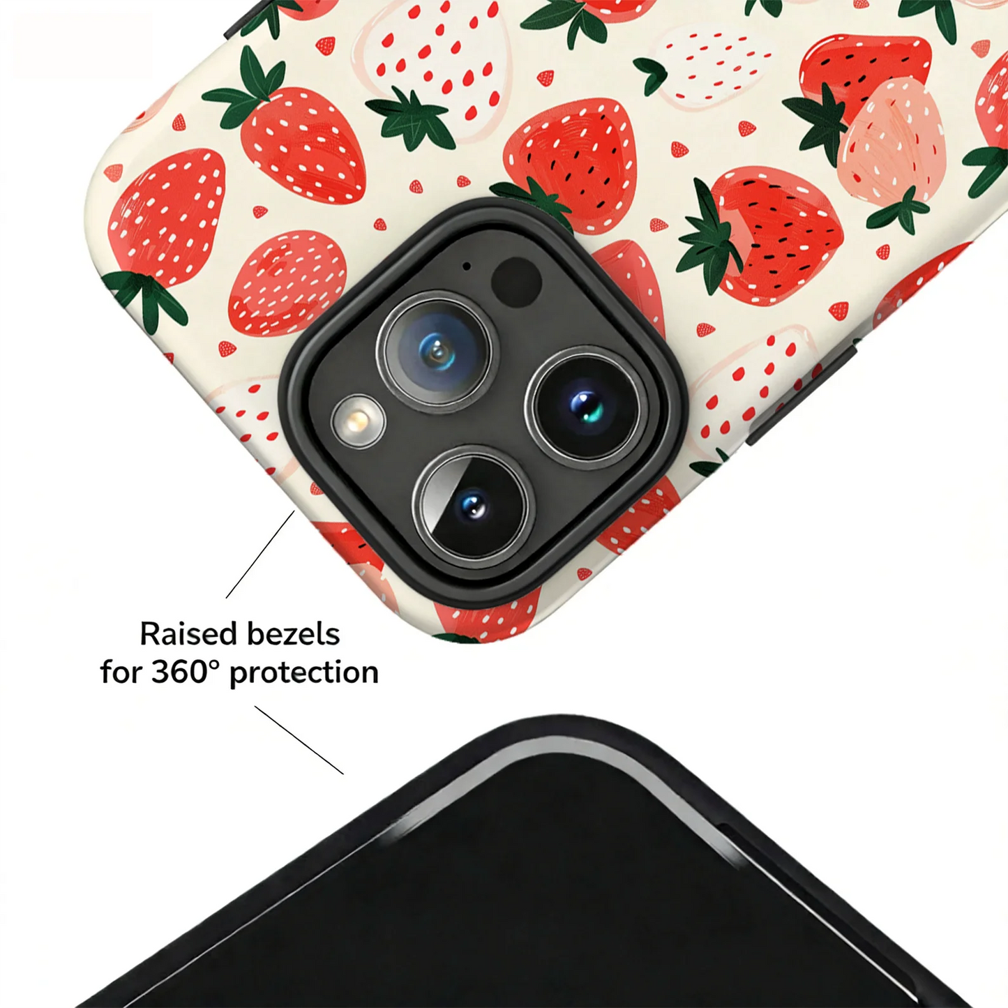Hand Drawn Strawberry Double Layer Magnetic Phone Case For iPhone Magsafe Protective Cover Coque