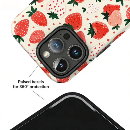 Hand Drawn Strawberry Double Layer Magnetic Phone Case For iPhone Magsafe Protective Cover Coque