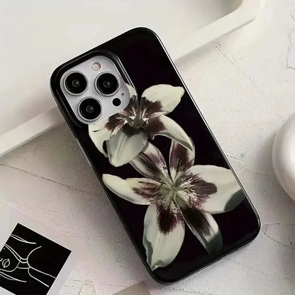 Elegant Lily Orchid Flower Print Soft Phone Case For iPhone Y2K Shockproof Cover ﻿