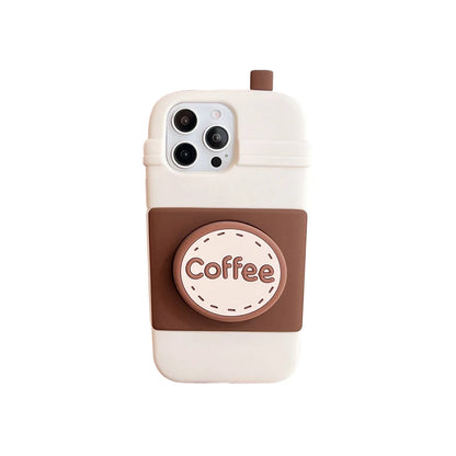 Fashion 3D Coffee Bracket Soft Silicone Phone Case