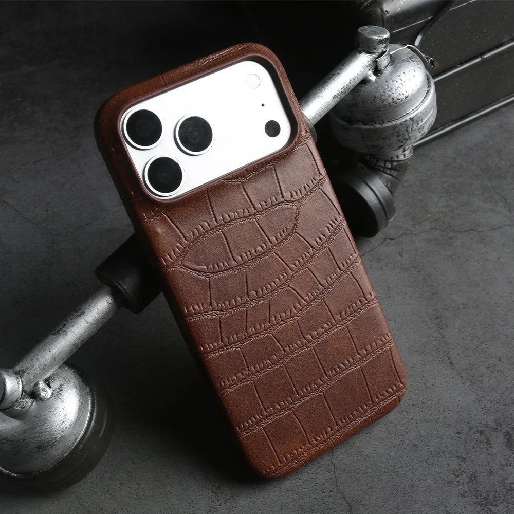 Premium Crocodile Leather Case For iPhone Back Cover