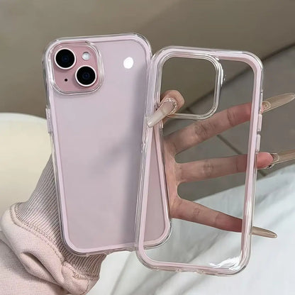Luxury Candy Color Frame Clear Back Phone Case For iPhone