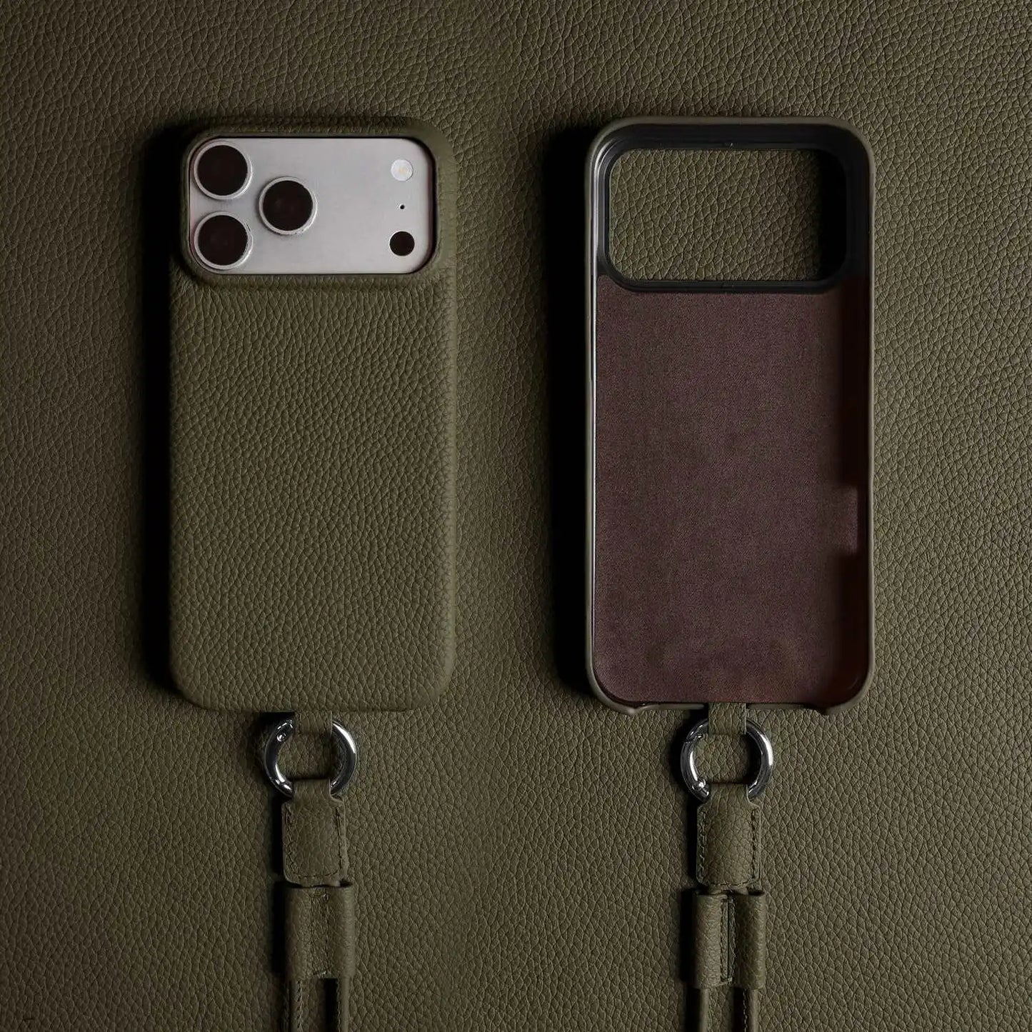 With Lanyard Genuine Leather Case For iPhone