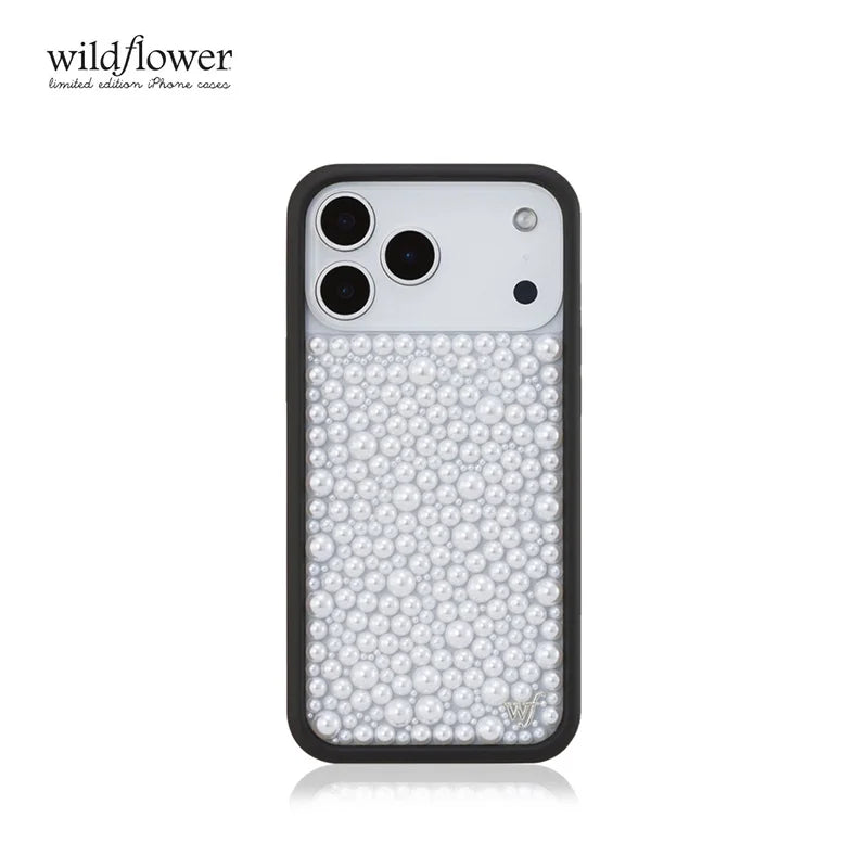 Wildflower White Pearl Shiny Phone Case For iPhone