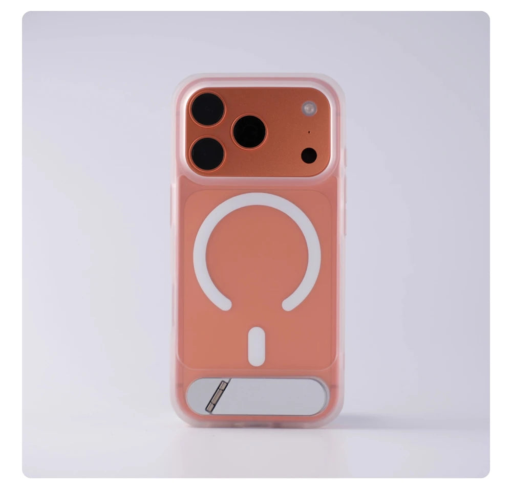 Matte Translucent MagSafe iPhone Case, Metal Holder Bumper