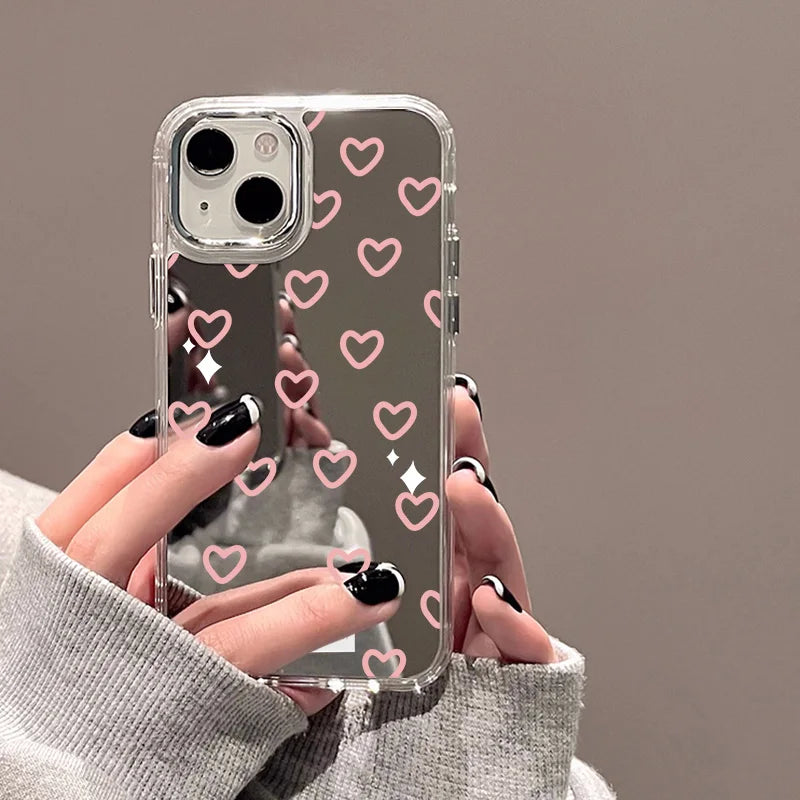 Love Heart Mirror Phone Case For iPhone