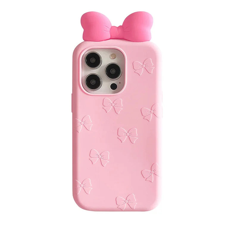 Cute 3D Cartoon Bowknot Phone Case For iPhone