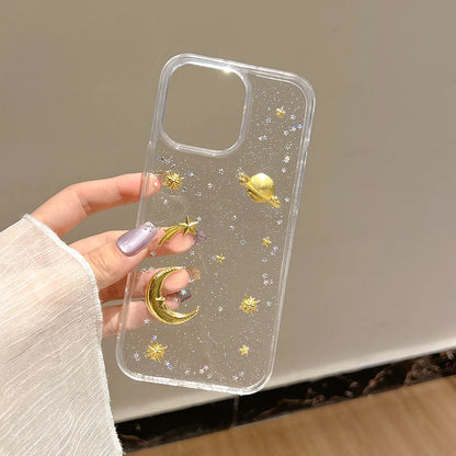 Luxury Glitter Stars Moon Silicone Phone Case