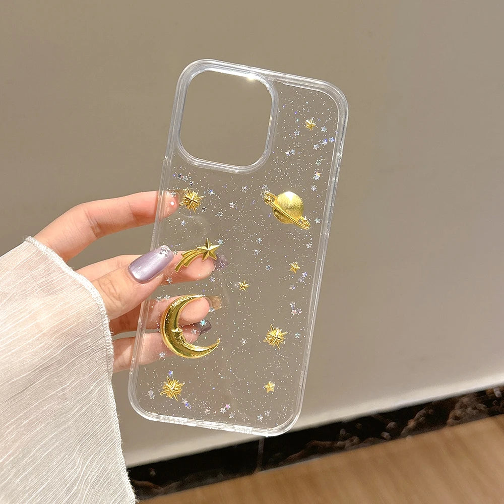 Luxury Glitter Stars Moon Silicone Phone Case