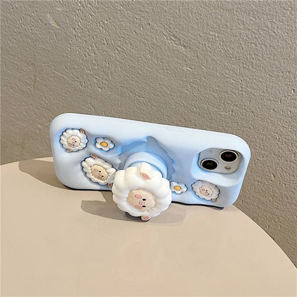 Cute Sheep Folding Stand Holder Case For iPhone