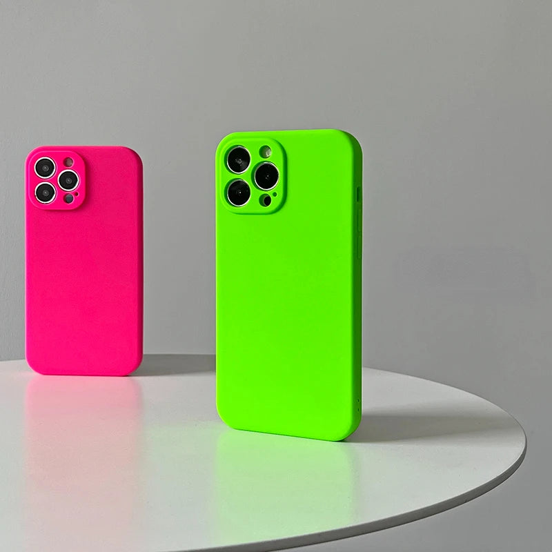 For iPhone Case Neon Liquid Silicone Fluorescence Cover