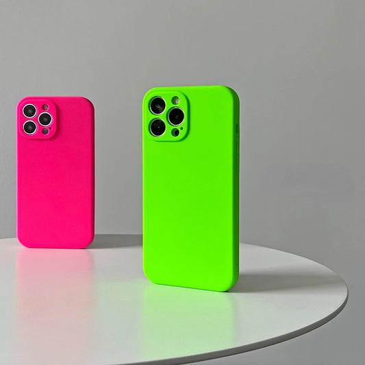 For iPhone Case Neon Liquid Silicone Fluorescence Cover