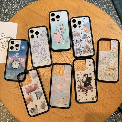 Wildflower Cartoon Cat Phone Case For iPhone