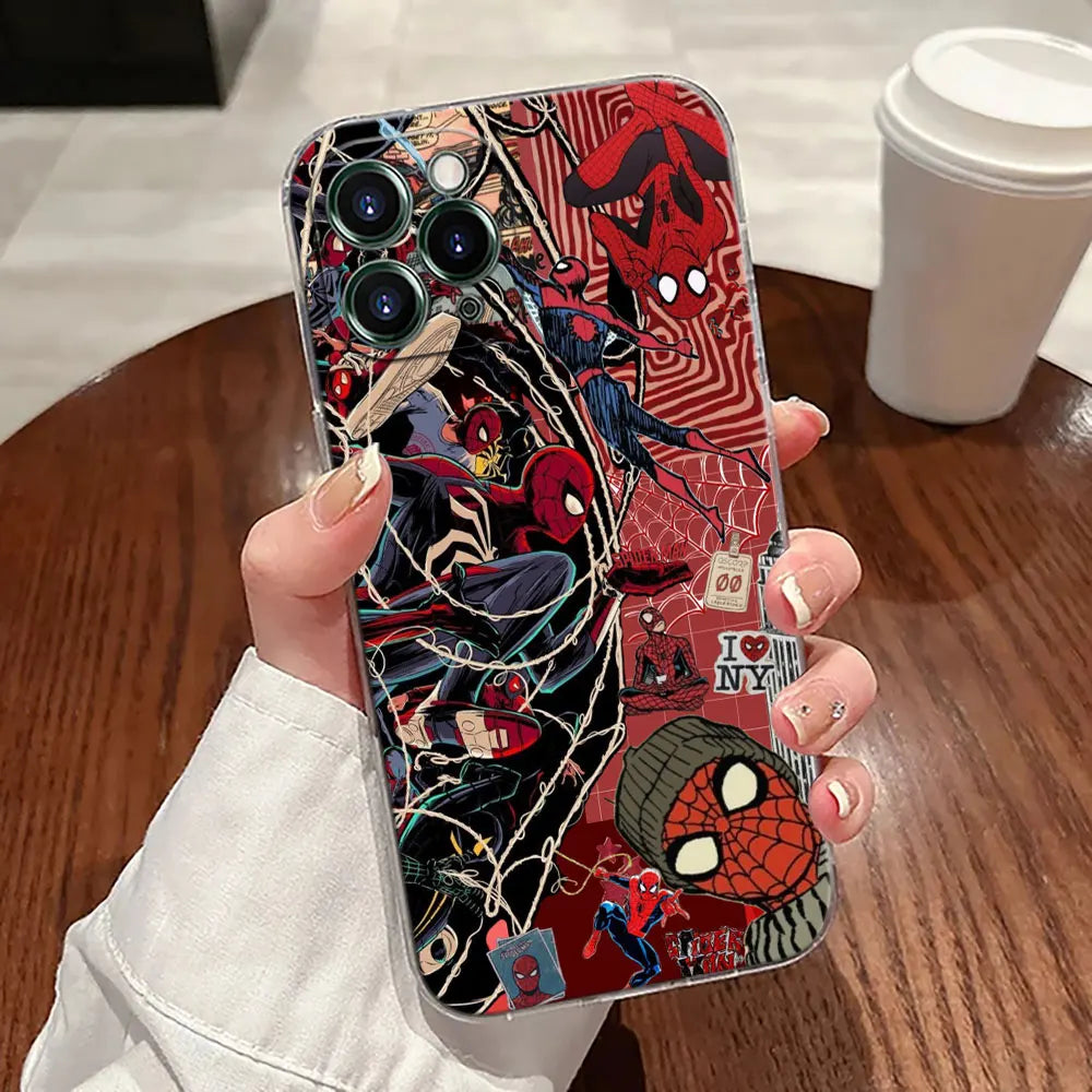 Miles Morales Spiderman Gwen Transparent Phone Case For iPhone