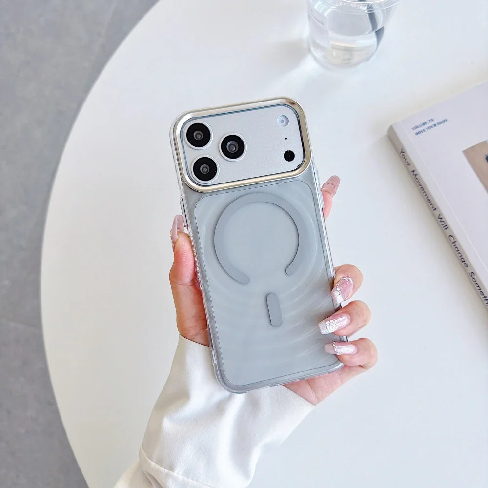 Rippling Water Transparent Magnetic Phone Case For iPhone For Magsafe Clear Shockproof Cover
