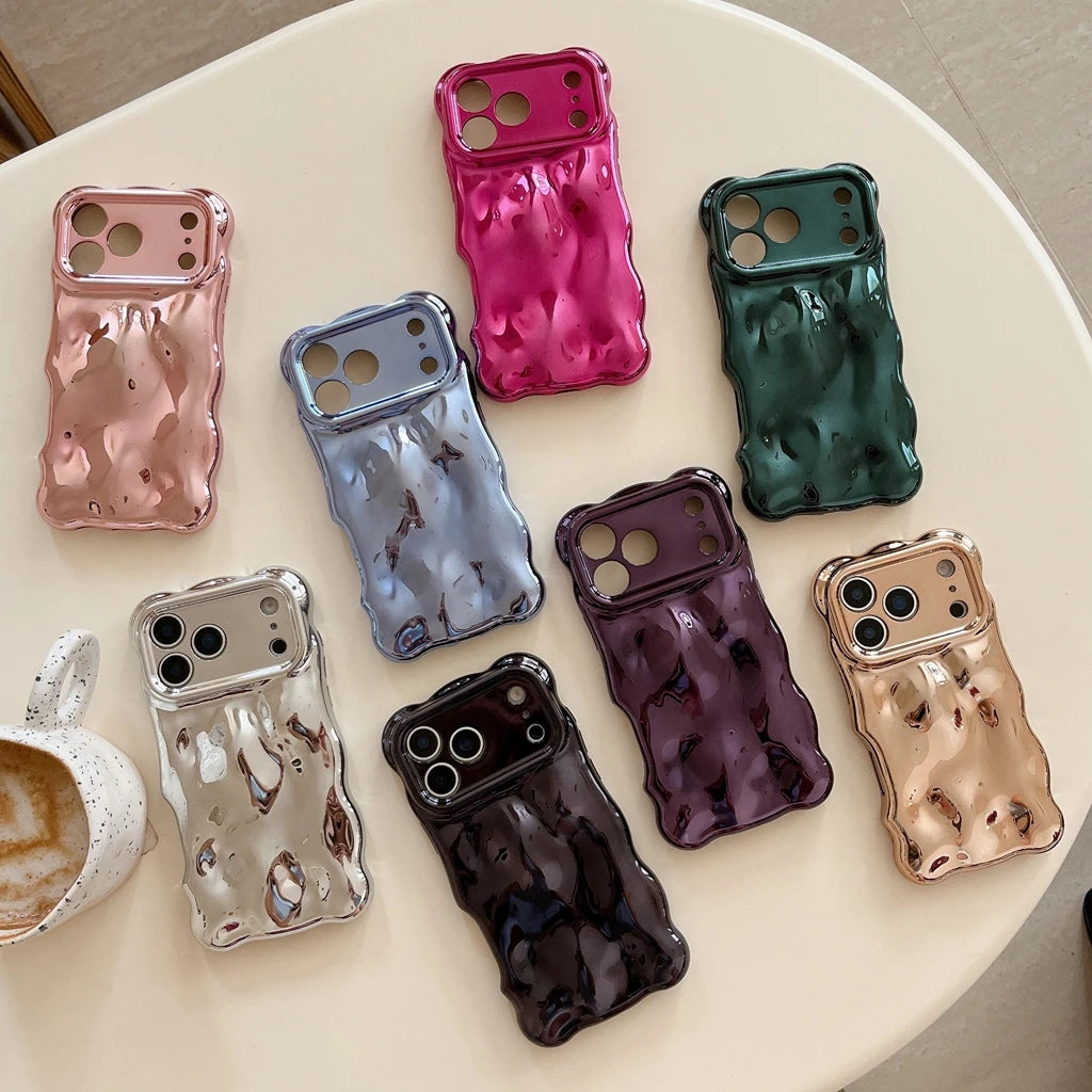 Stylish Solid Color Wave Bubble Phone Case For iPhone