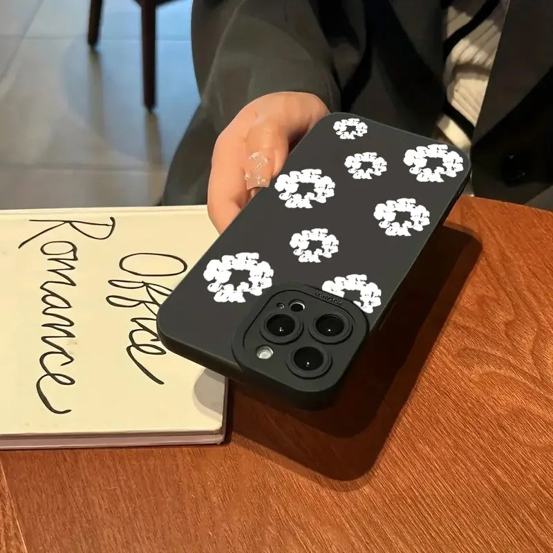 Cases iPhone Black Stylish Flower Patterned Design Phone Cover