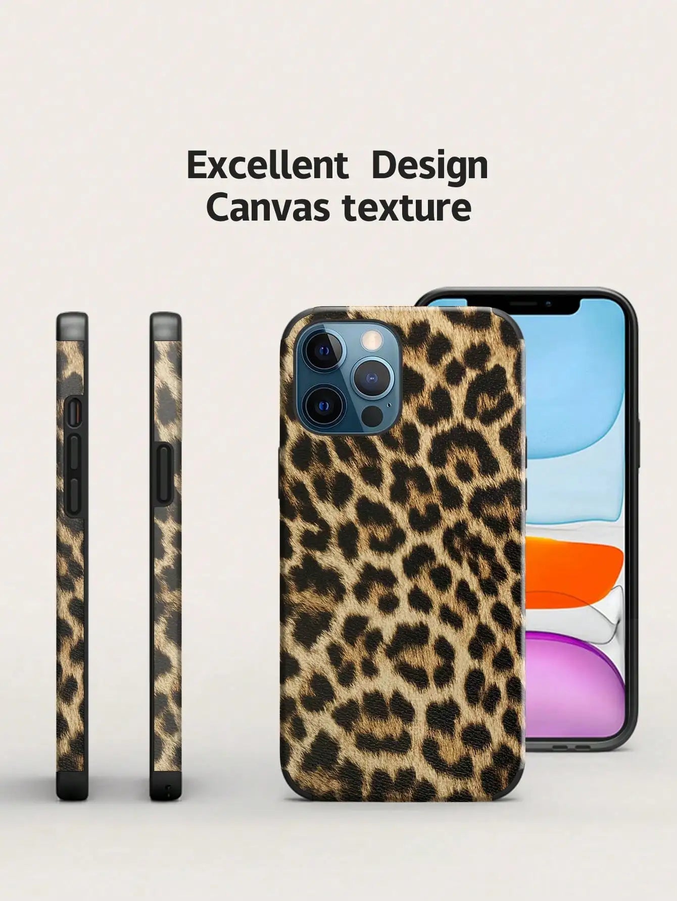 Leopard Pattern Leather Craft Soft Phone Case For iPhone