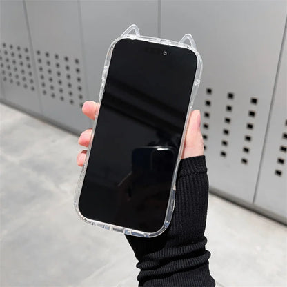 Cute Cat Ears Transparent Phone Case For iPhone Soft Clear Back Cover Shell