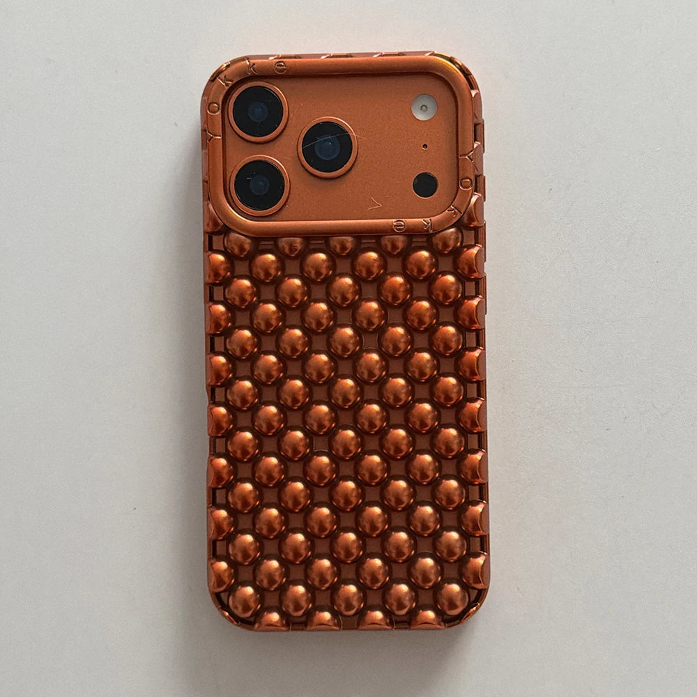 Electroplated Orange Pearl Pattern Phone Case For iPhone Soft Shockproof Silicone Cover Girls